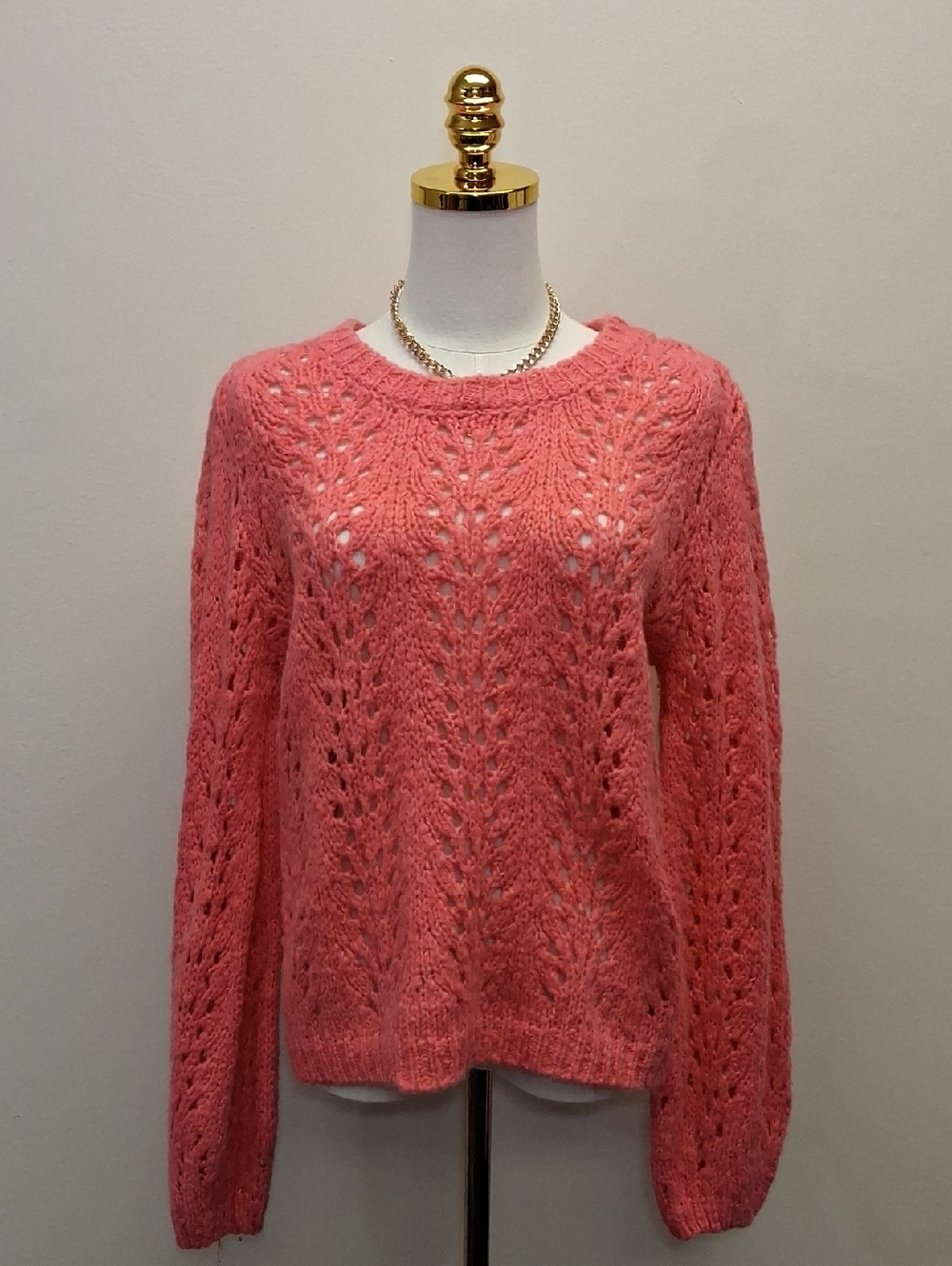 For The Republic Coral Open Knit Crochet Sweater Lightweight Size Medium